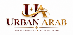 Premium Urban Arab logo featuring a burgundy and gold UA monogram with a sweeping gold ribbon, elegant metallic “URBAN ARAB” lettering, and the tagline “SMART PRODUCTS ✦ MODERN LIVING” on a clean white background.
Short SEO Alt Text: Urban Arab premium burgundy and gold luxury logo